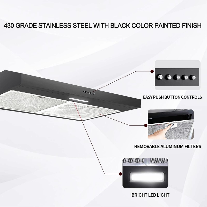 30 Inch Kitchen Under Cabinet Range Hood Stainless Steel 230 CFM Cooking Vented gallery