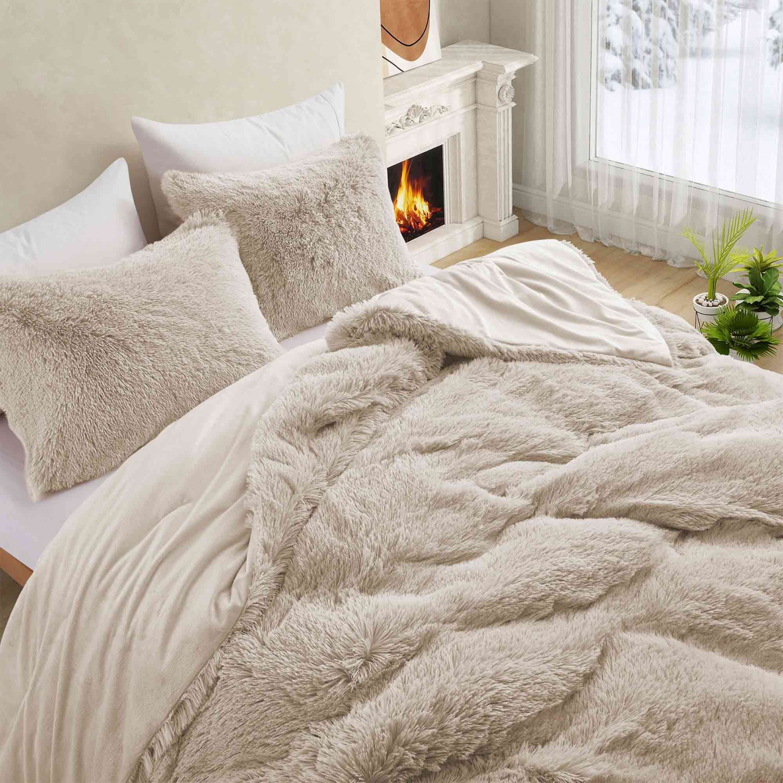 3PCS Winter Extra Warm Comforter Sets Antistatic, Cozy Pile Shaggy Plush Blanket gallery