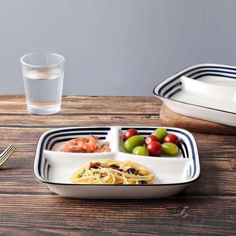 10-Inch Ceramic Portion Control Plate Healthy Meal Balance (Adult Diet Divided gallery