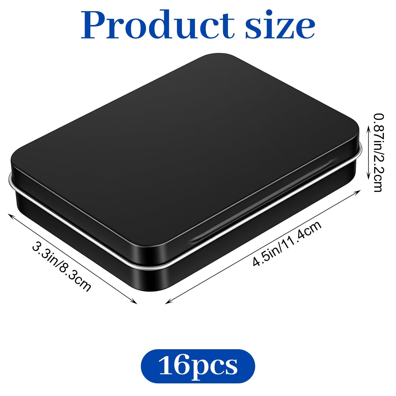 Black Rectangular Metal Empty Hinged Tin Container 4.5x3.3x0.87 Inch 16 PCS gallery