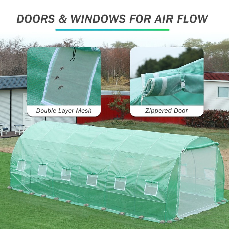 Aoodor 20x10x7FT Greenhouse Replacement Cover Outdoor Walk-in Tunnel(Only Cover) gallery