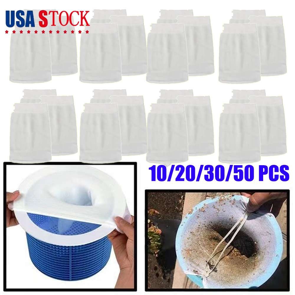 10-50 Pcs Swimming Pool Spa Skimmer Basket FILTER SAVER Mesh Socks Replacement gallery