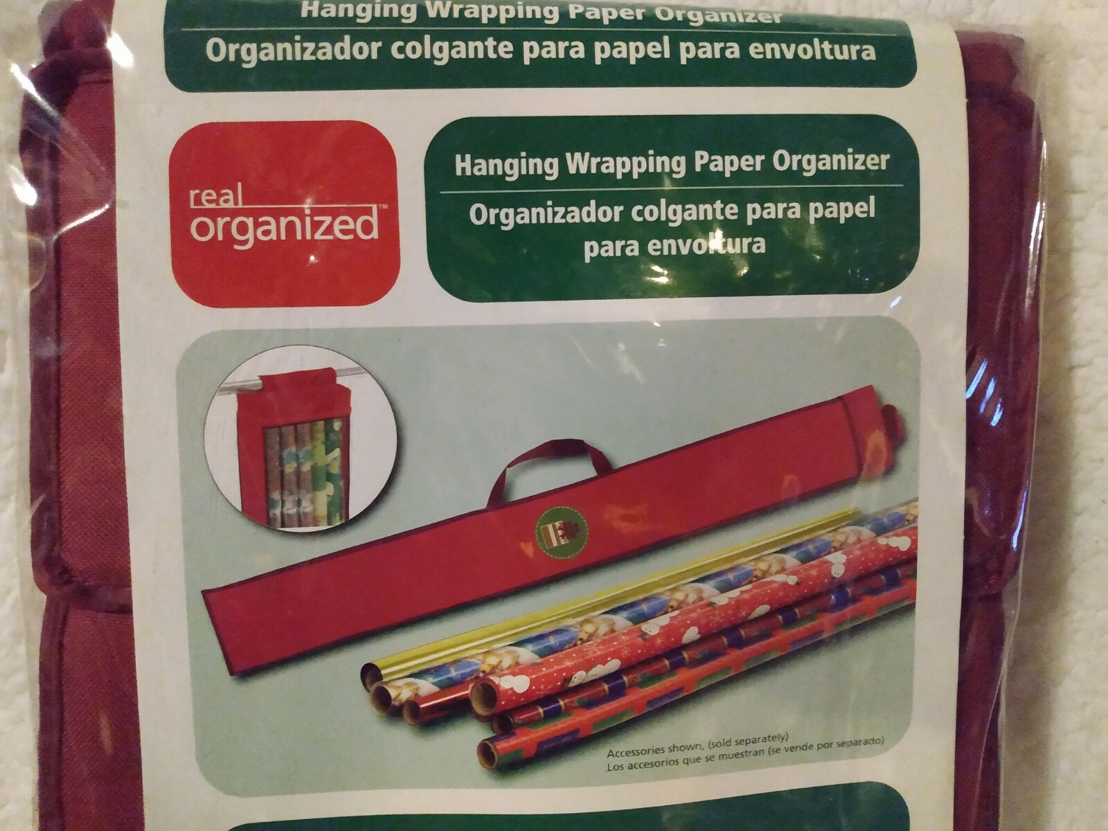 Real Organized Hanging Holiday Gift Wrapping Paper 20 Roll Organizer gallery