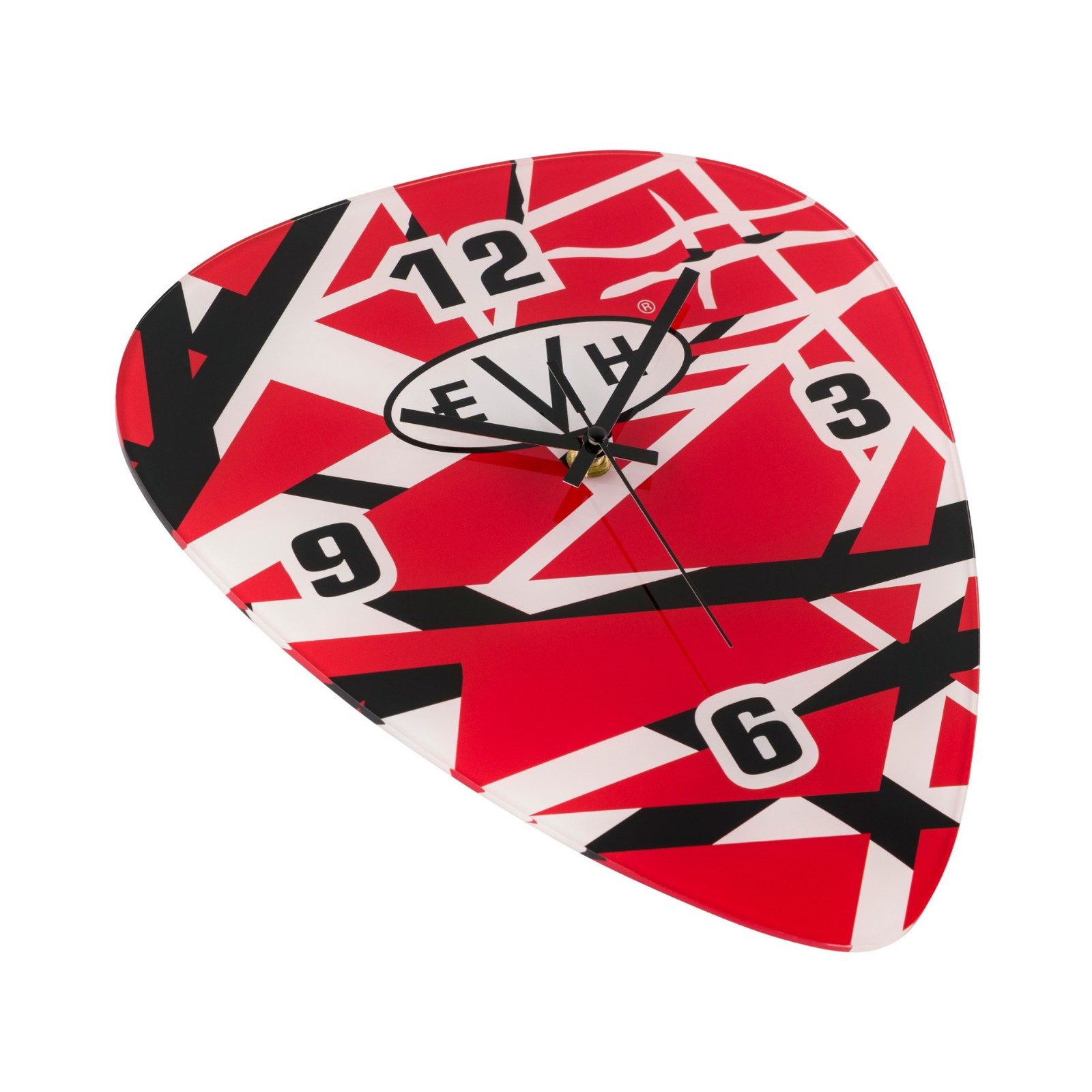 EVH Pick Shape Wall Clock (Red/White/Black Stripes) gallery
