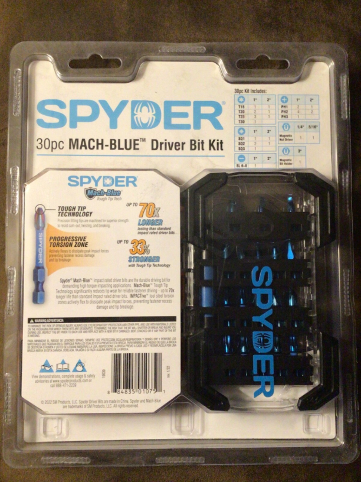 New Unopened Spyder Mach-Blue 1/4 in x Impact Driver Bit Set 30 Piece 19030 gallery