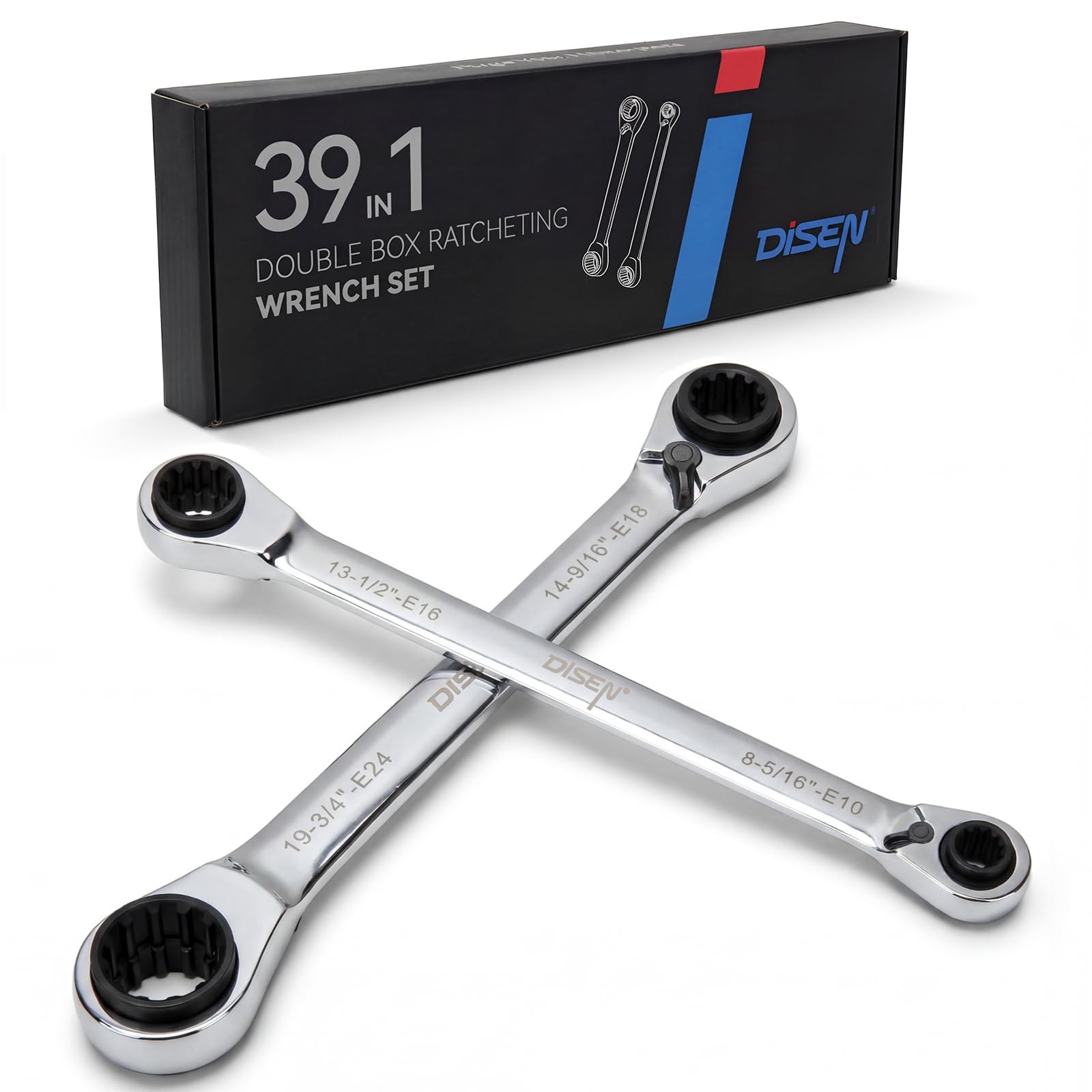 39-in-1 Reversible Ratcheting Box Wrench Set E Torx E10-E24 & SAE 5/16"-3/4" ... gallery