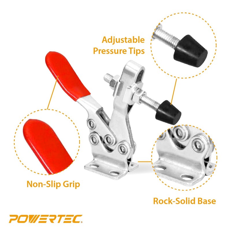 POWERTEC Quick Release Horizontal Toggle Clamp 201B 300lb Holding Capacity 12PK gallery