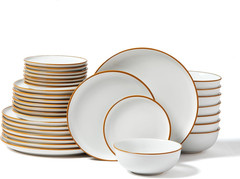 Dinnerware Set, Service for 8 (32 PCS), round Plates and Bowls Sets, Scratch Res