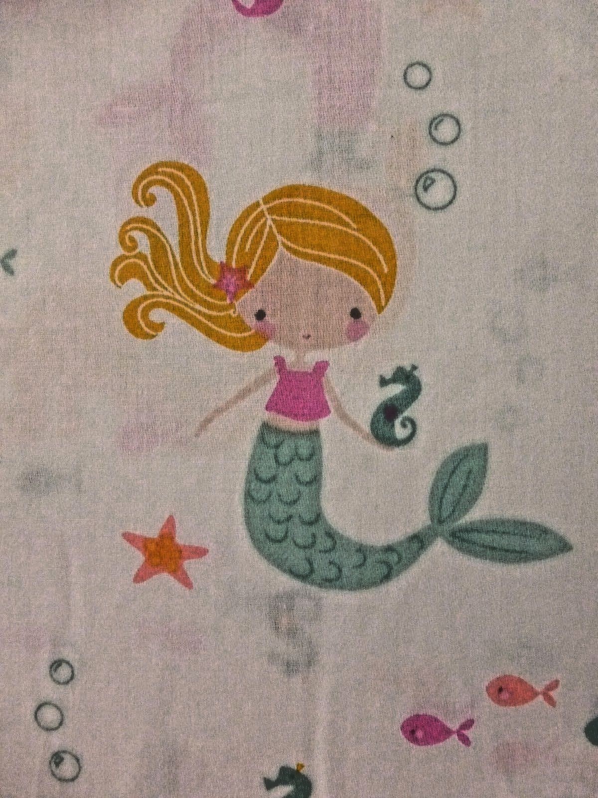 Authentic Kids FULL SIZE Mermaid Sheet Set 100% Cotton Pink Teal White Ocean NEW gallery