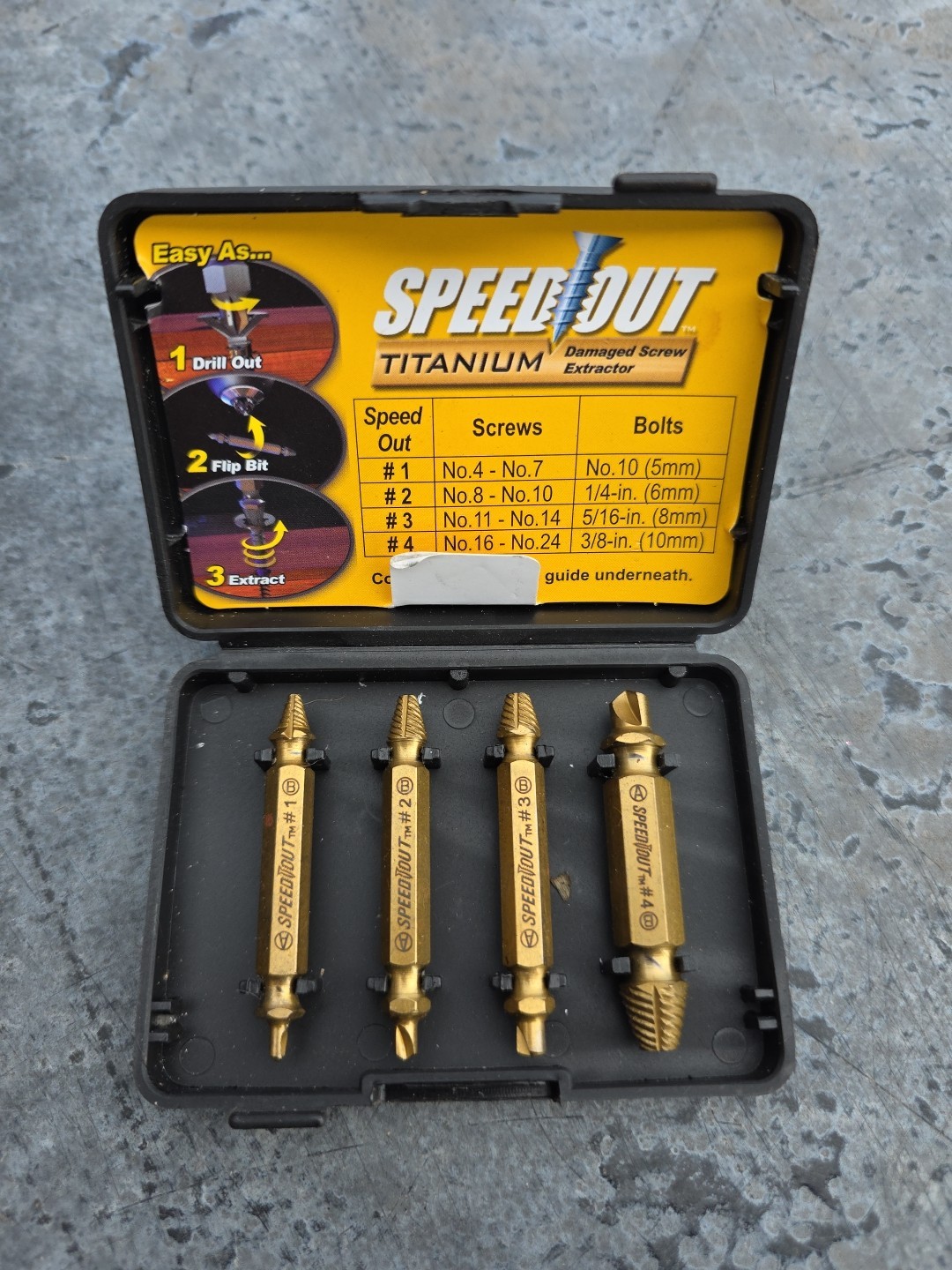 Ontel Speed Out Titanium Damaged Screw Extractor 4-piece Set works wth any Drill gallery