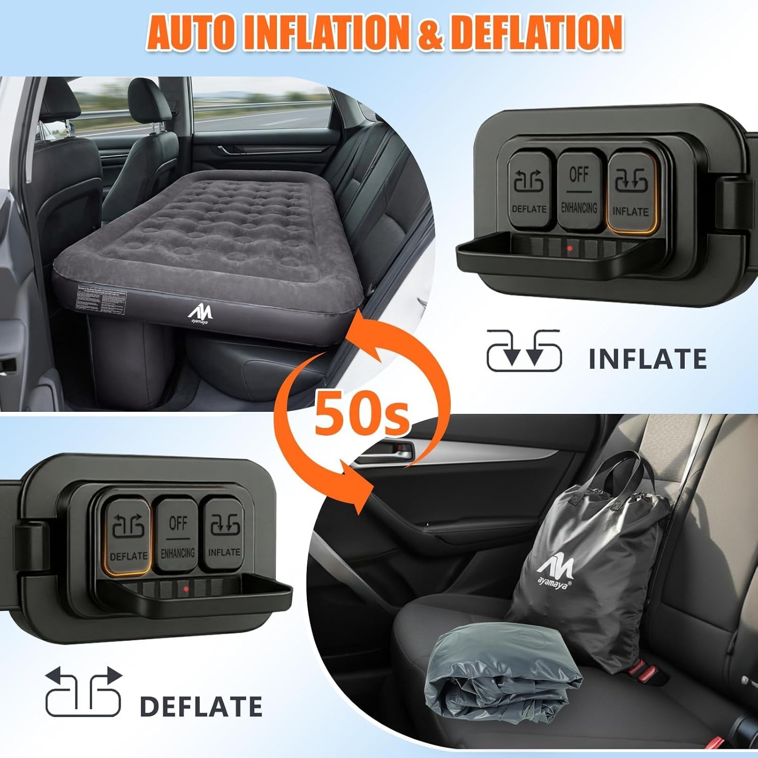 Car Air Mattress Back Seat, Inflatable Car Bed with Built-In Cordless Rechargeab gallery