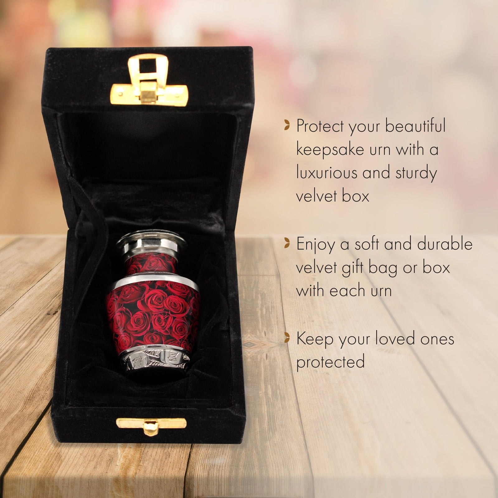Commemorative Cremation Urns for Human Ashes Adult Female Small, Crimson Rose gallery