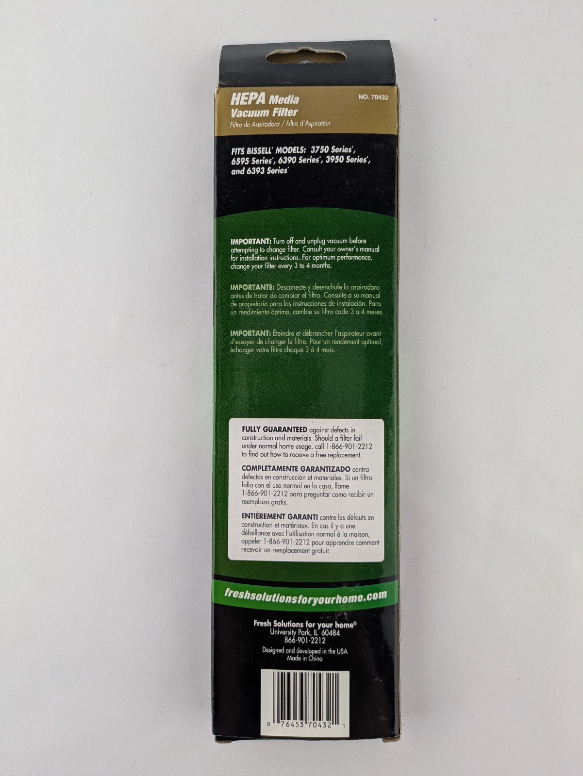 Fresh Solutions 70432 For Bissell Filter HEPA 8 / 14 Upright Vacuum Filter gallery