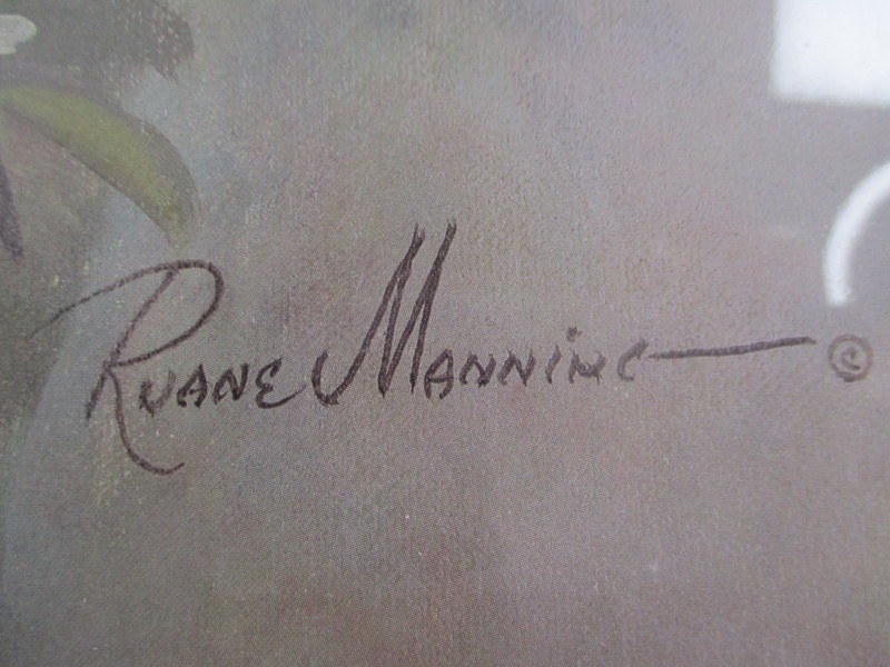 Vintage Ruane Manning Chaffinch Signed Print in Golden Plastic Frame 34cm x 28cm gallery