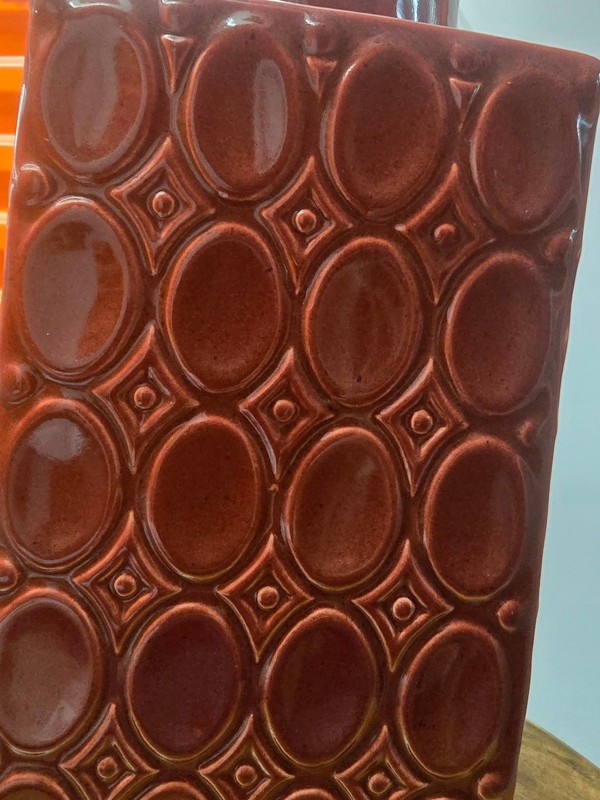 Red Diamond/Geometric Design Ceramic Cannister with Lid gallery