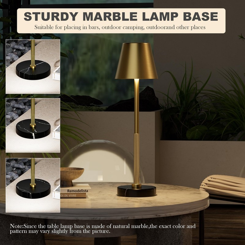 Cordless Table Lamp 2 Pack with Marble Base,5200mAh Battery Operated Lamp,IP5... gallery