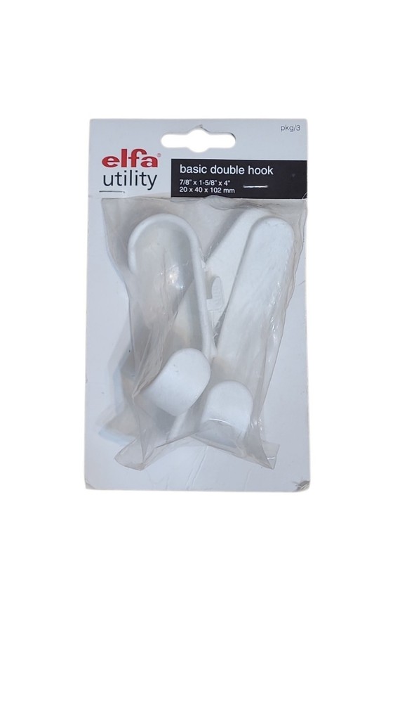 Elfa Utility 4" Basic Double Hook Pkg 3