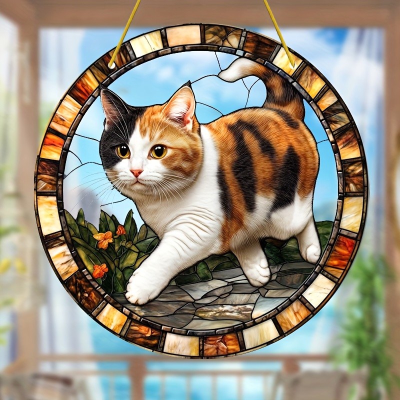 Calico Cat Acrylic Suncatcher 2D Print Cat Lover Home Window Hanging Decoration gallery