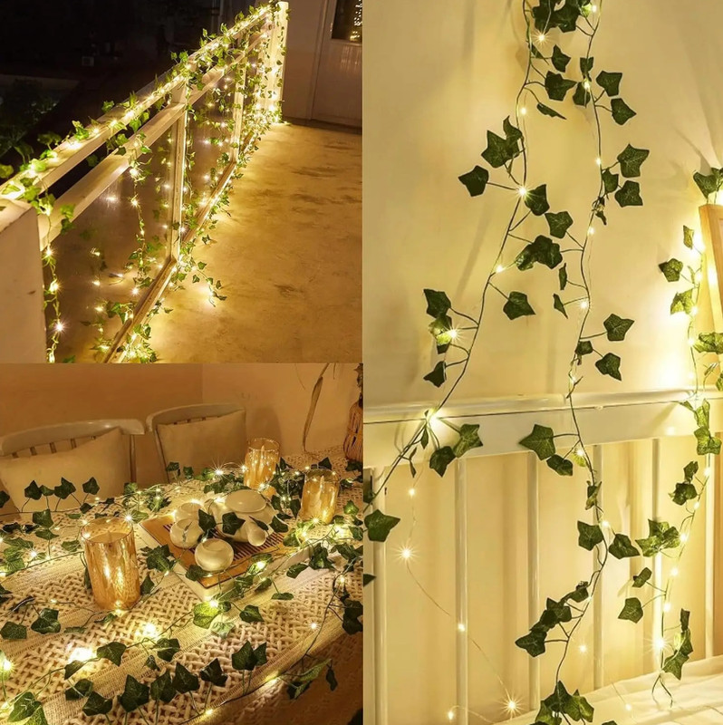 1pcs 2M Green Leaf String Lights Artificial Ivy Vine Fairy Light for Home Décor gallery