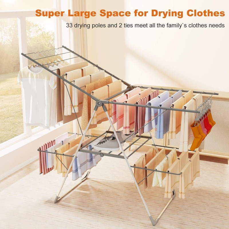 Clothes Drying Rack Foldable Large Laundry Drying Rack Collapsible Stainless ... gallery