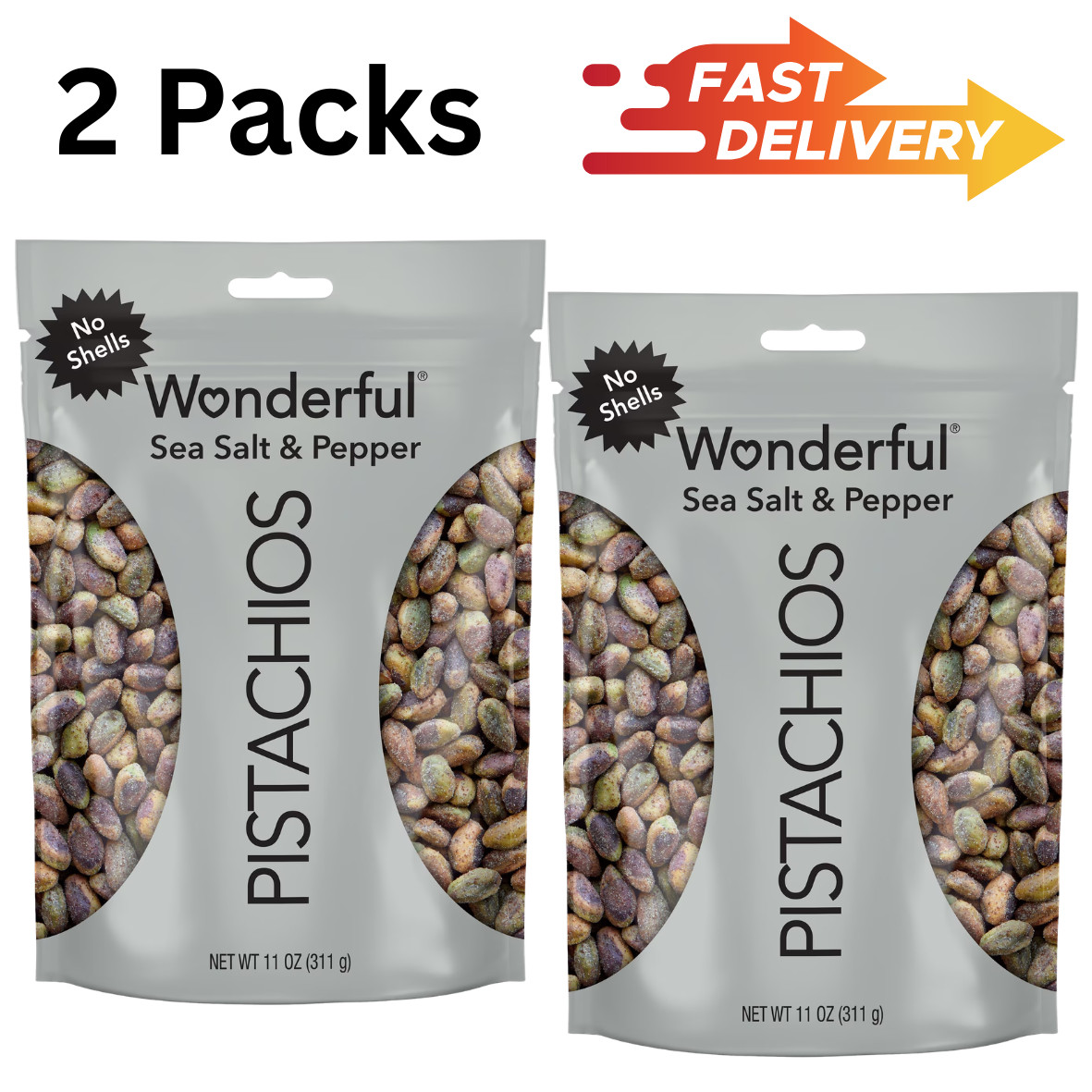 Wonderful Pistachios No Shells Sea Salt & Pepper Nuts, 11oz Bag (Pack of 2) gallery