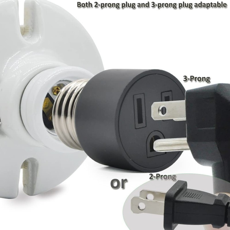 E26/E27 Light Socket to Plug Adapter 2/3 Prong Light Bulb Outlet Adapter 1-8Pcs gallery