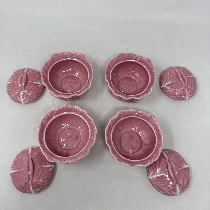 Creative Co-op Stoneware Pink Cabbage Mini Tureen, Set of 4 Lidded Small Bowls gallery