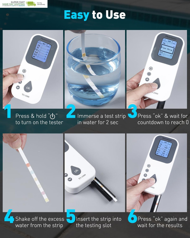 7 in 1 Digital Water Testing Kit, 50 Strips Hot Tub Test Kit, Digital Pool Water gallery