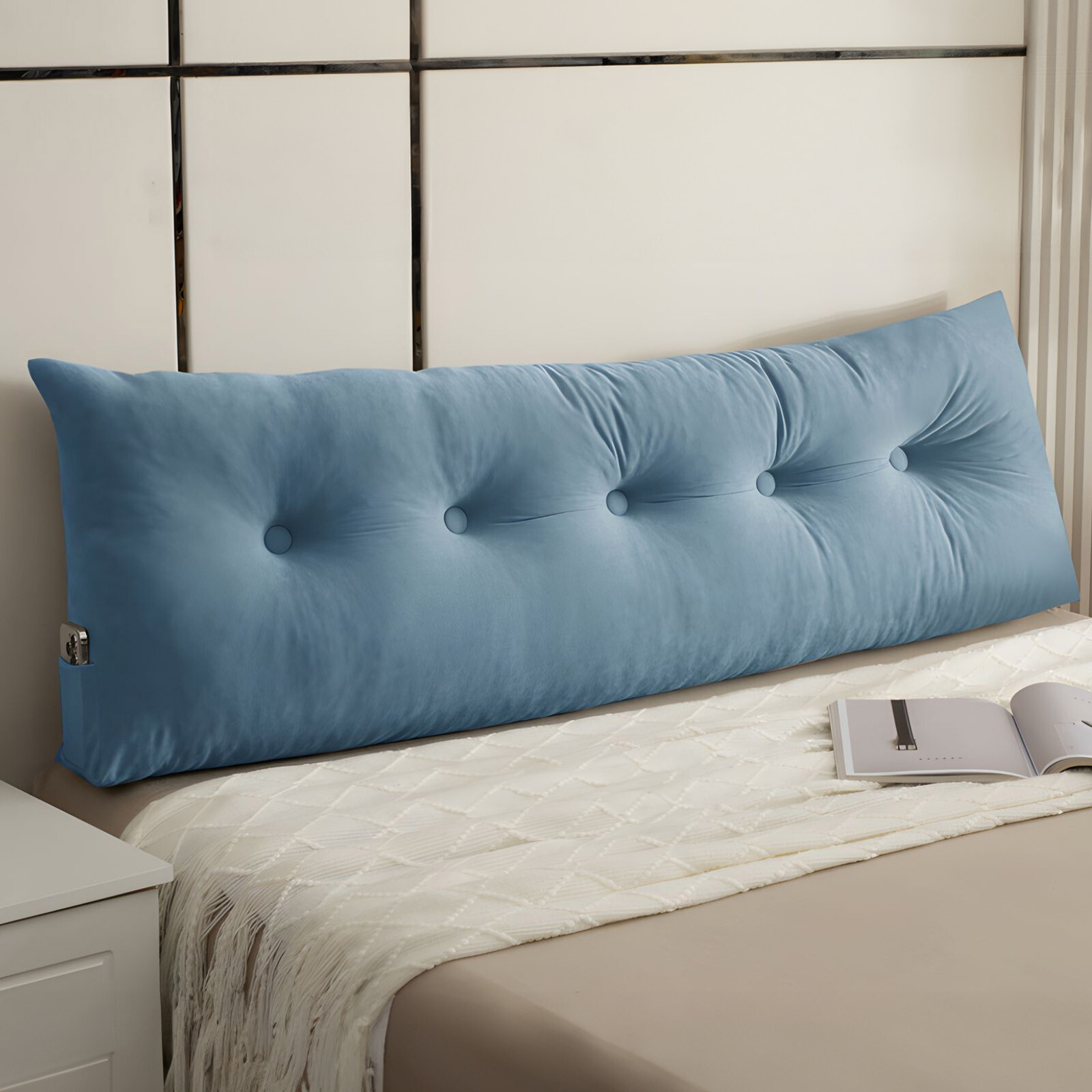 Super Luxury Velvet Wedge Headboard Pillow Button Tufted for Daybed Sofa Tatami gallery