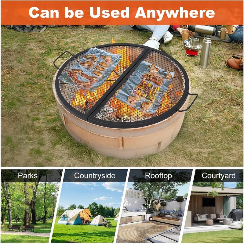 Fire Pit Grill Grate Foldable Round Cooking Grate Heavy Duty Steel for Campfire gallery