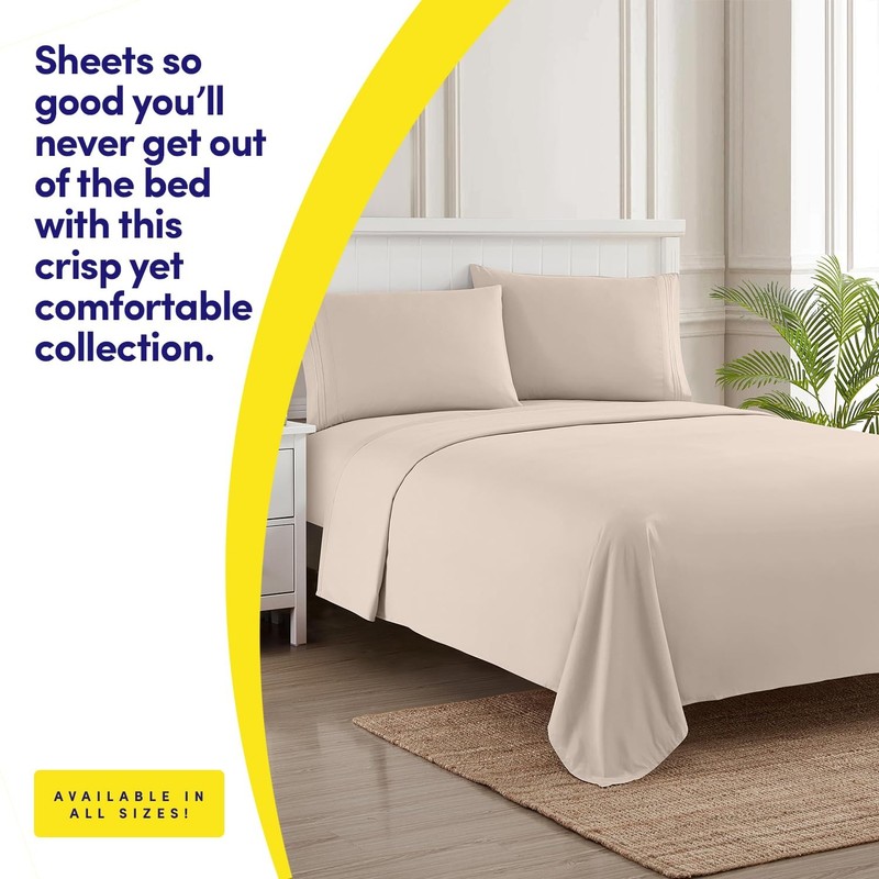 1500 Supreme Collection Queen Sheet Sets Beige Cream Luxury Hotel Bed Sheets... gallery