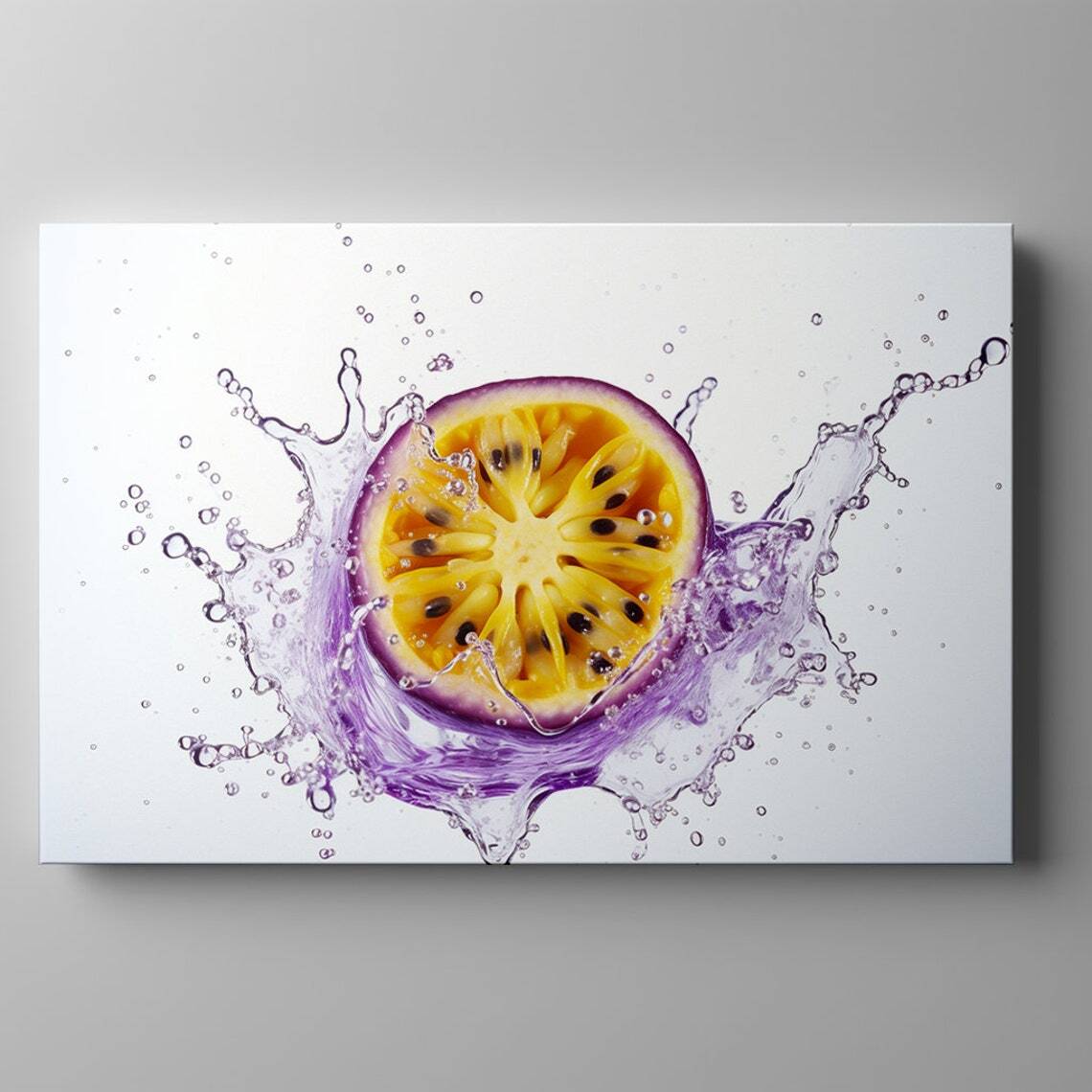 Cut Passion Fruit Water Splash Wall Art Canvas Unframed Print Art gallery