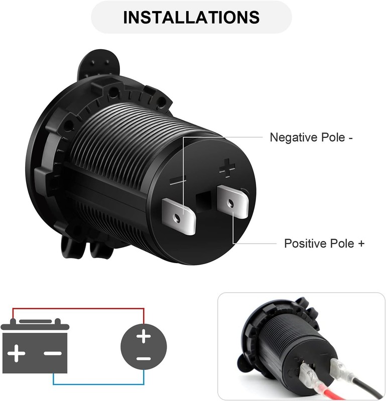 Durable Cigarette Lighter Socket with Fuse Protection - Ideal for Cars & ATV gallery