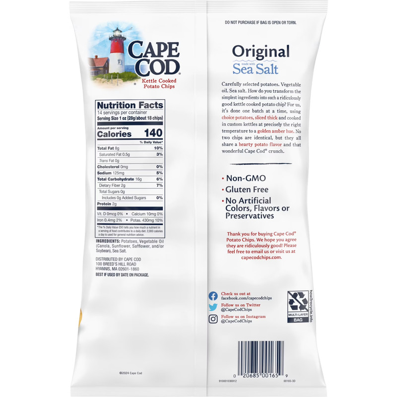 Cape Cod Potato Chips, Original Kettle Chips, 14 oz Party Size gallery