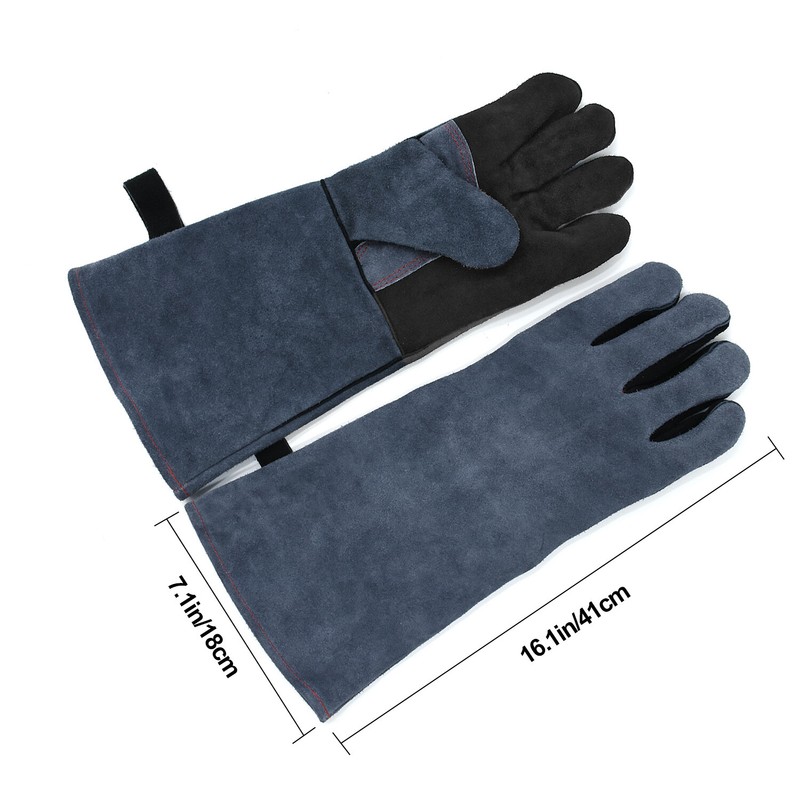 Welding Gloves Heat Fire Resistant Grill Leather Work Glove BBQ Oven Blacksmith gallery