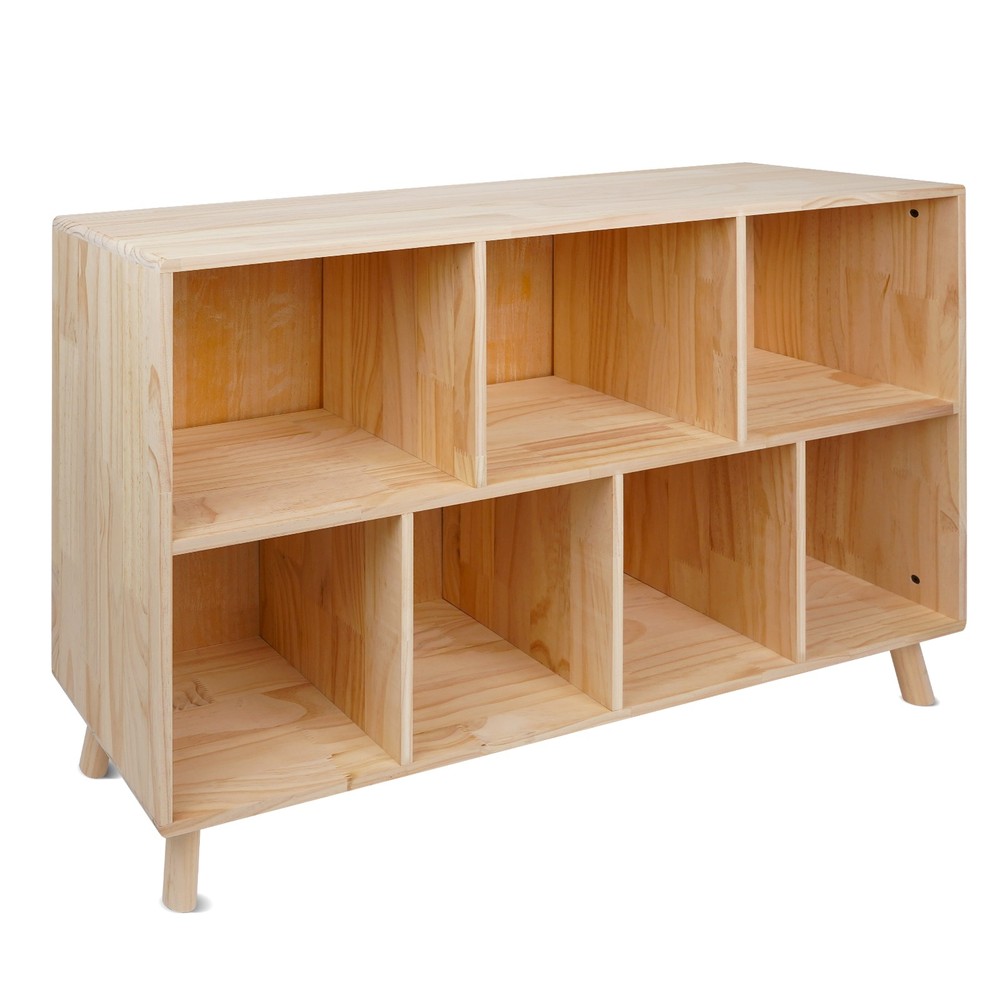 Solid Pine Wood 7-Compartment Storage Cabinet 45.5"L*29.1"H for Books/Toys/Home