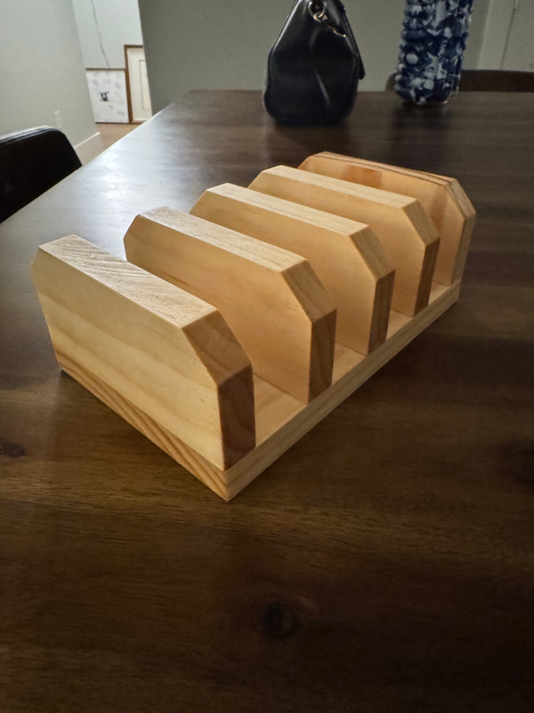 Handmade Pine Cutting Board Holder 4-Slot Countertop Organizer Tung Oil Finish gallery