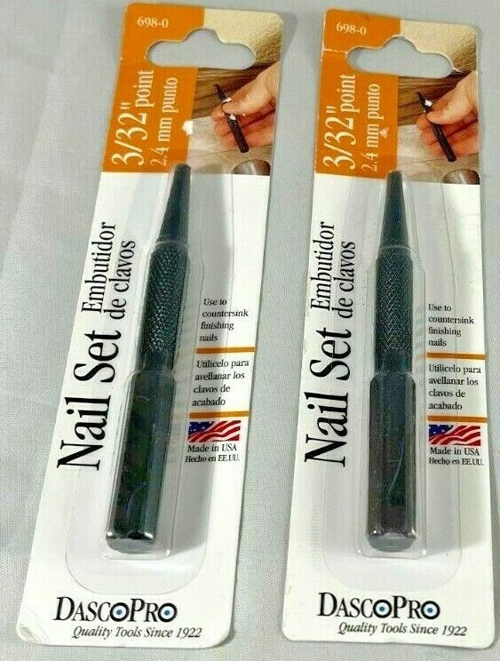 Dasco Pro 3/32 Inch Countersinking Nail Setter Lot of 2 698-0 Made in U.S.A. gallery