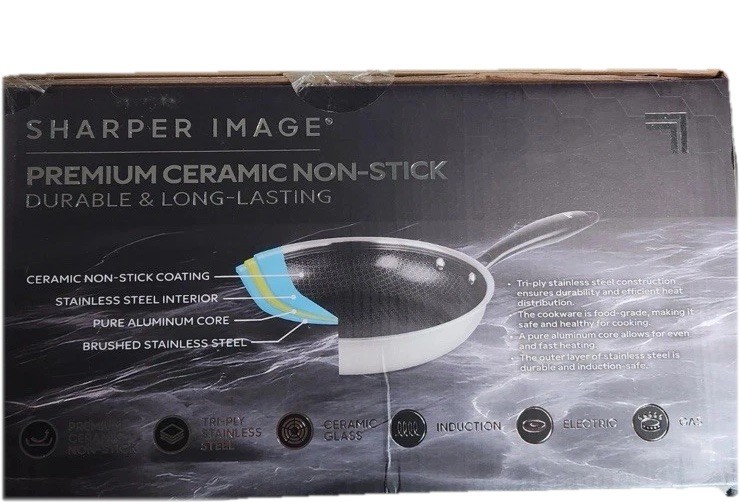 Sharper image Premium Cookware set 10pc ceramic non stick Tri-ply Stainless New gallery