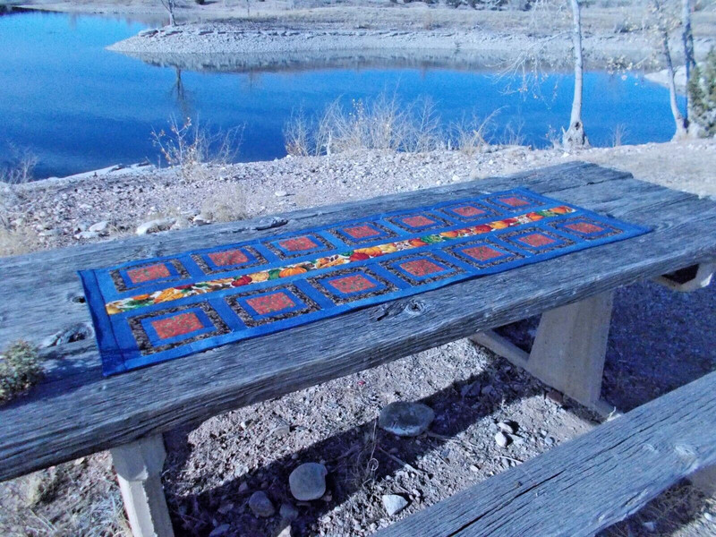 Rustic Denim Table Runner Fall Thanksgiving Vegetables Centerpiece 59"L x 20”W gallery