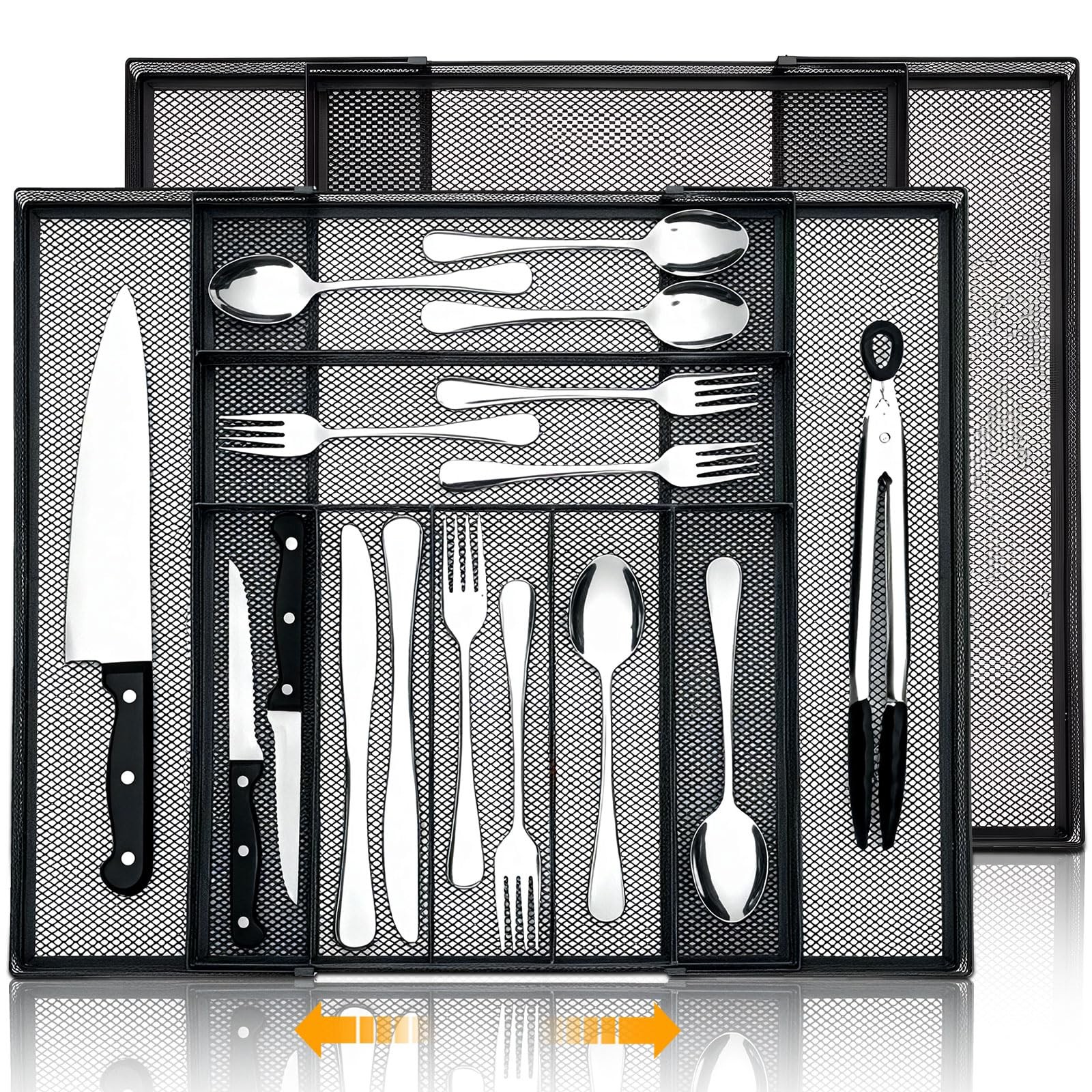Fiwochic 2 Pcs Utensil Drawer Silverware Organizer, Metal Mesh Expandable 13"... gallery