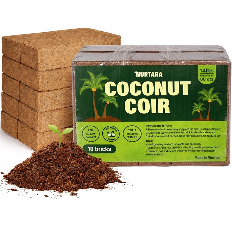 10 Pack Coconut Coir Bricks 14 Lbs | Organic Compressed Cocopeat Soil, Seed Star gallery