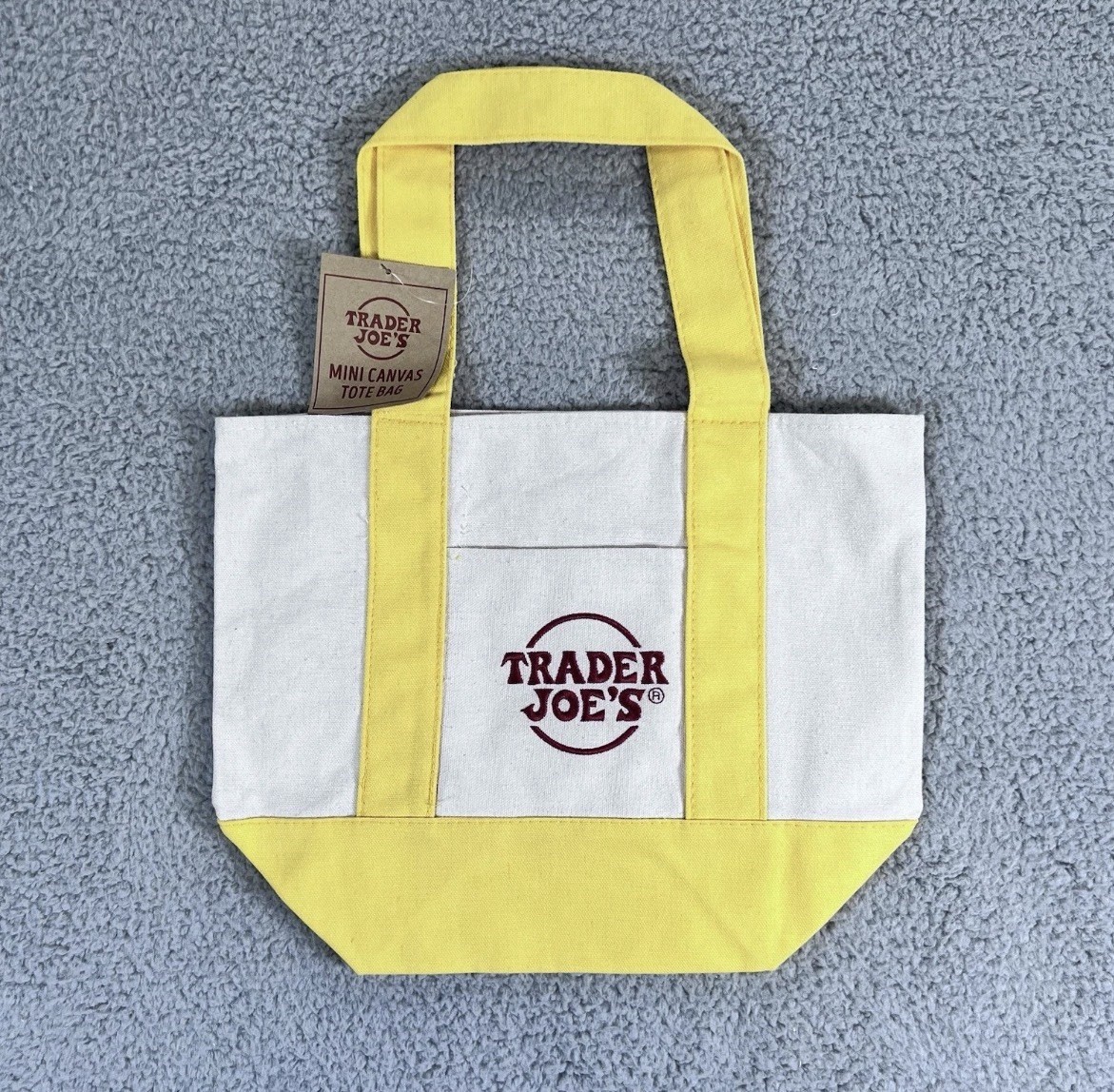 Trader Joe’s 2026 Mini Canvas Pastel Reusable Tote Bag Yellow - BRAND NEW | US gallery