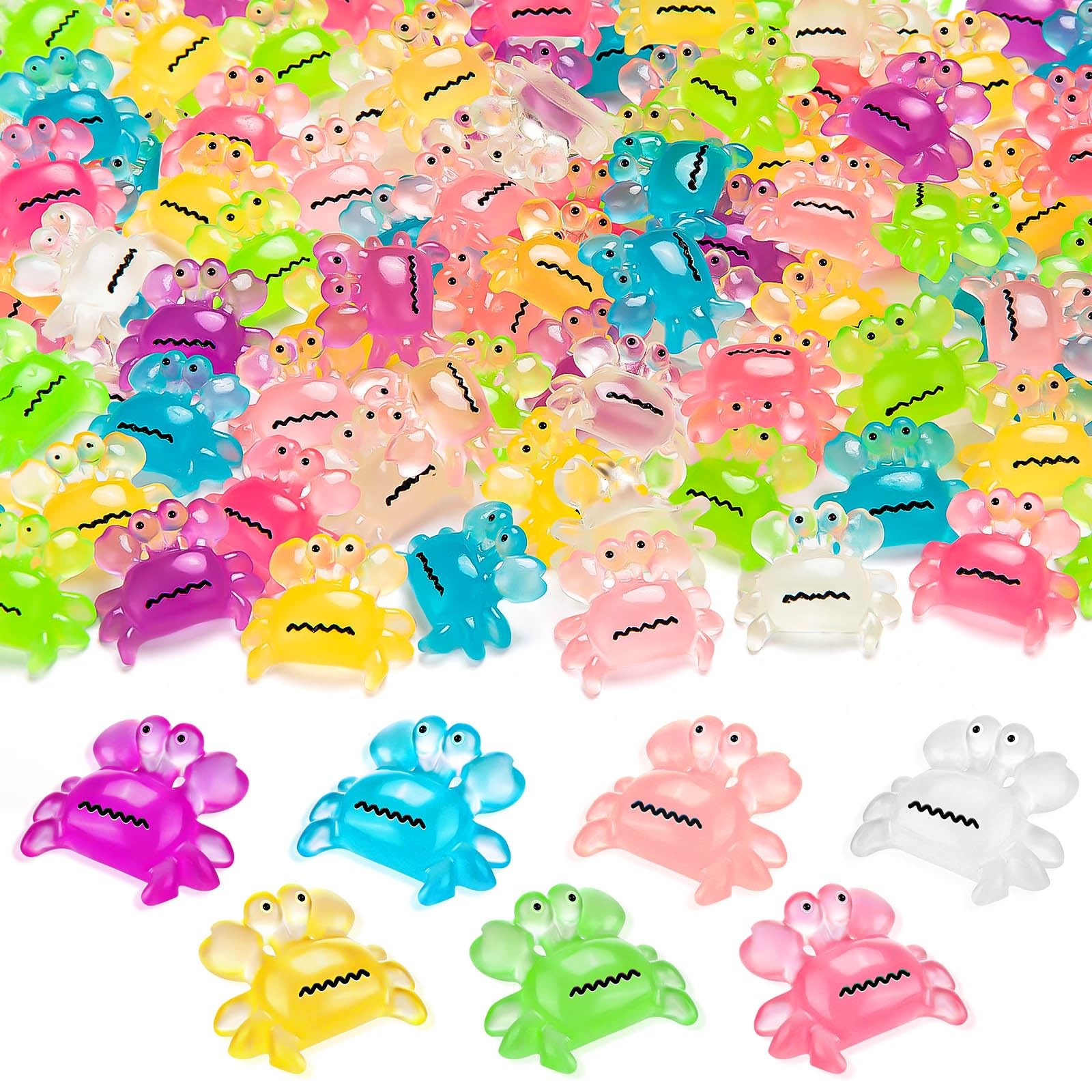 Luminous Miniature Crabs 126PCS Glow in the Dark Figurines for Crafts & Decor gallery