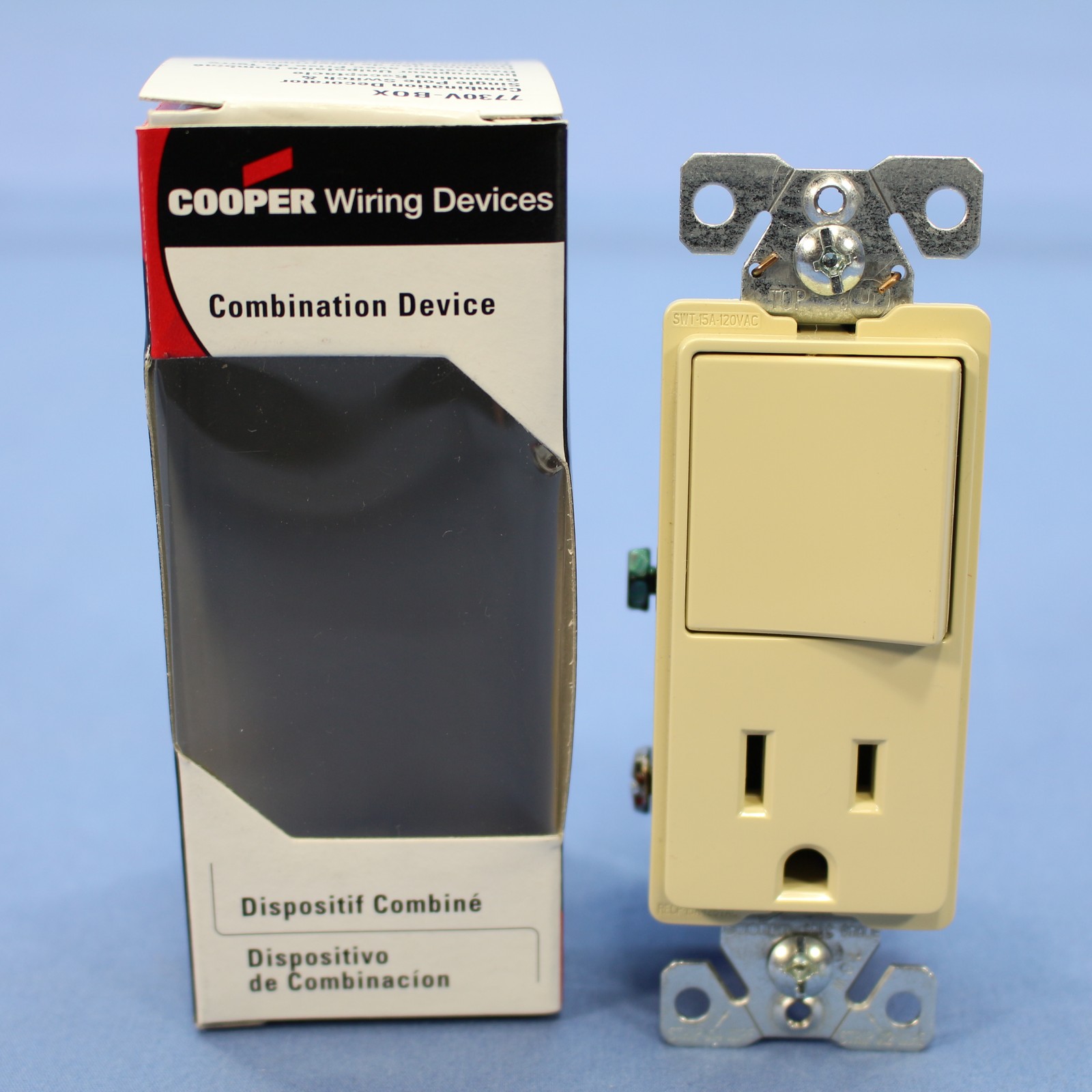 Cooper Ivory Single Pole Decorator Rocker Wall Light Switch Receptacle 15A 7730V gallery