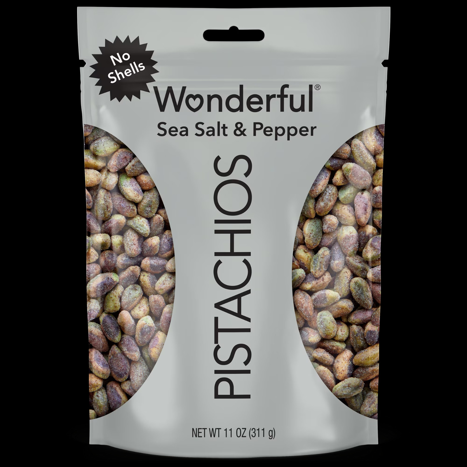 WONDERFUL PISTACHIOS, NO SHELL, SEA SALT AND PEPPER 11oz RESEALABLE POUCH gallery