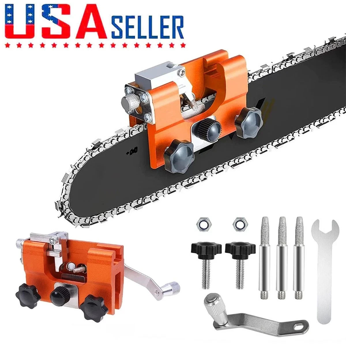 Chainsaw Chain Sharpening Jig Portable Hand Crank Sharpener Tool Set US gallery