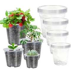 52 Pack 7/6/5/4 Inch Clear Nursery Pots with Drainage 4/5/6/7 inch
