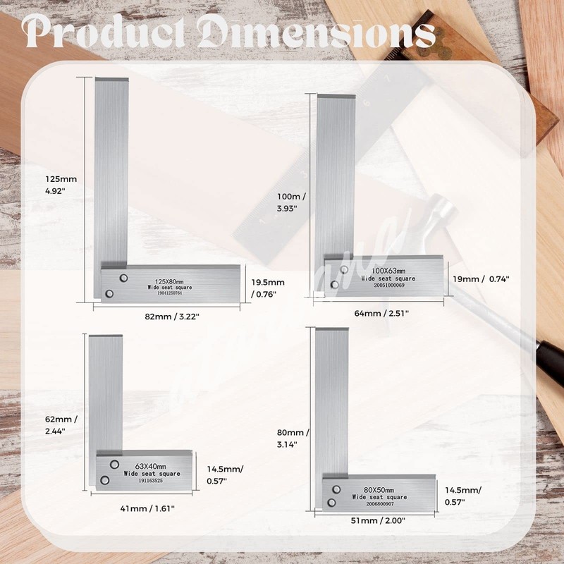 Precision Machinist Square Set 2 3 4 5 Inch Steel gallery