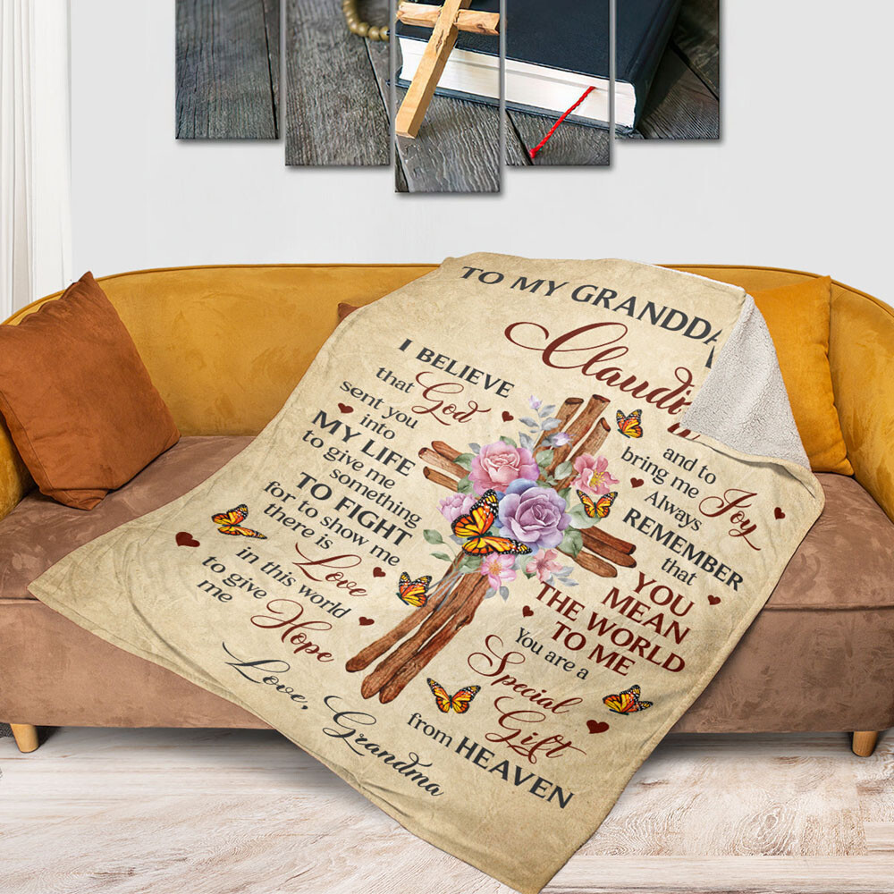 Fancy Floral Cross Fleece Blanket For Granddaughter You Are A Special Gift From gallery